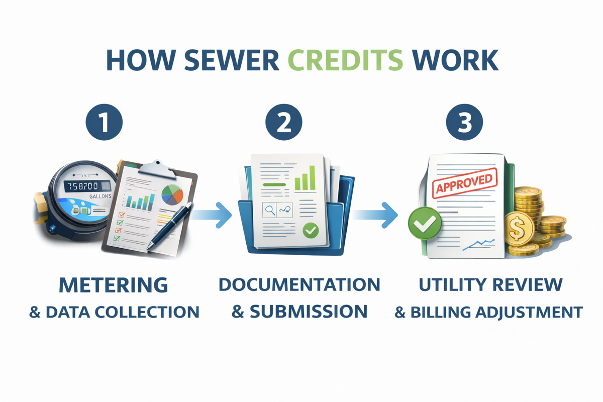 Sewer credit process: metering, documentation, and utility review