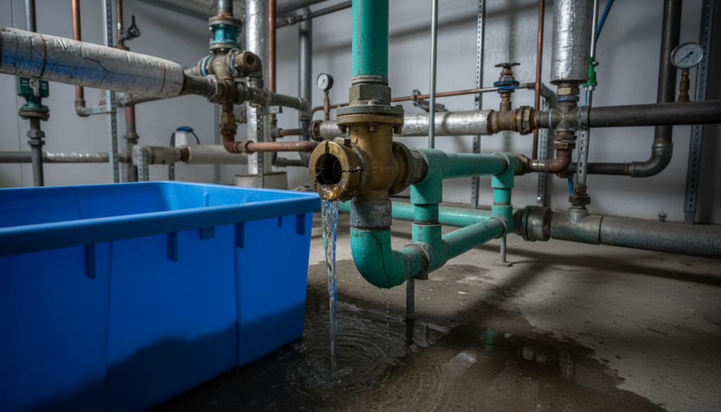 Stuck fill valve with water overflow - cooling tower problems