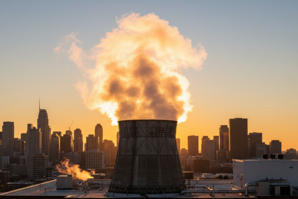 Cooling tower evaporation plume at dawn - evaporation credits explained