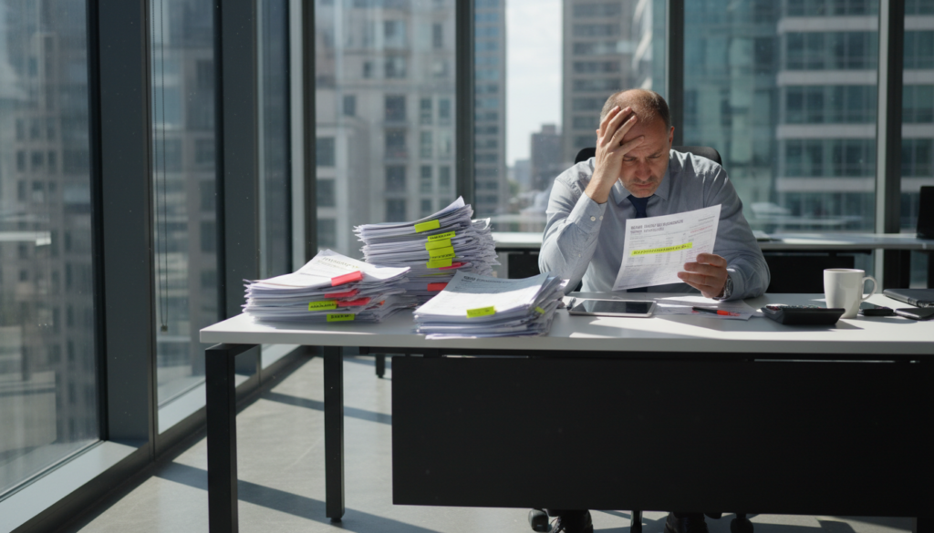 Facility manager reviewing water bills - utility billing assumptions