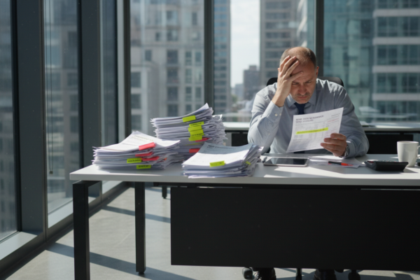 Facility manager reviewing water bills - utility billing assumptions