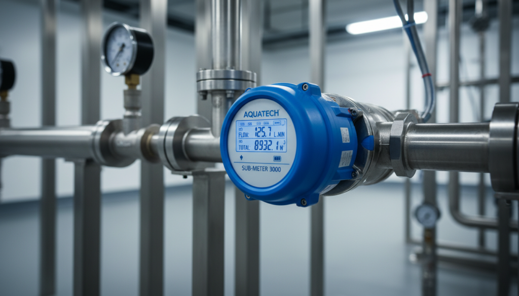 Digital water submeter on commercial pipe - submetering for sewer credits