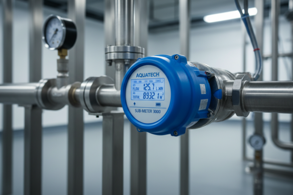 Digital water submeter on commercial pipe - submetering for sewer credits