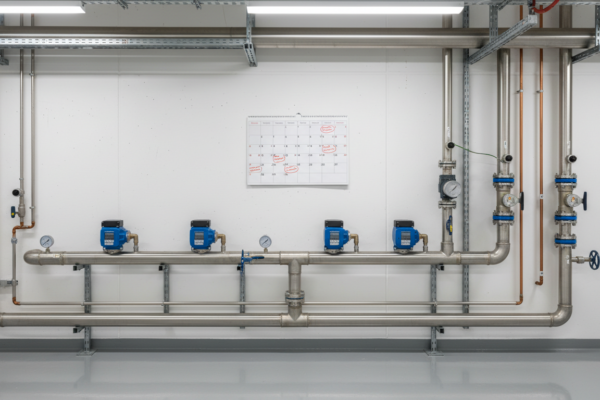 Calendar and water meters in mechanical room