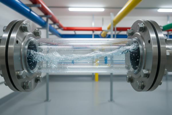 Water flowing through industrial pipe