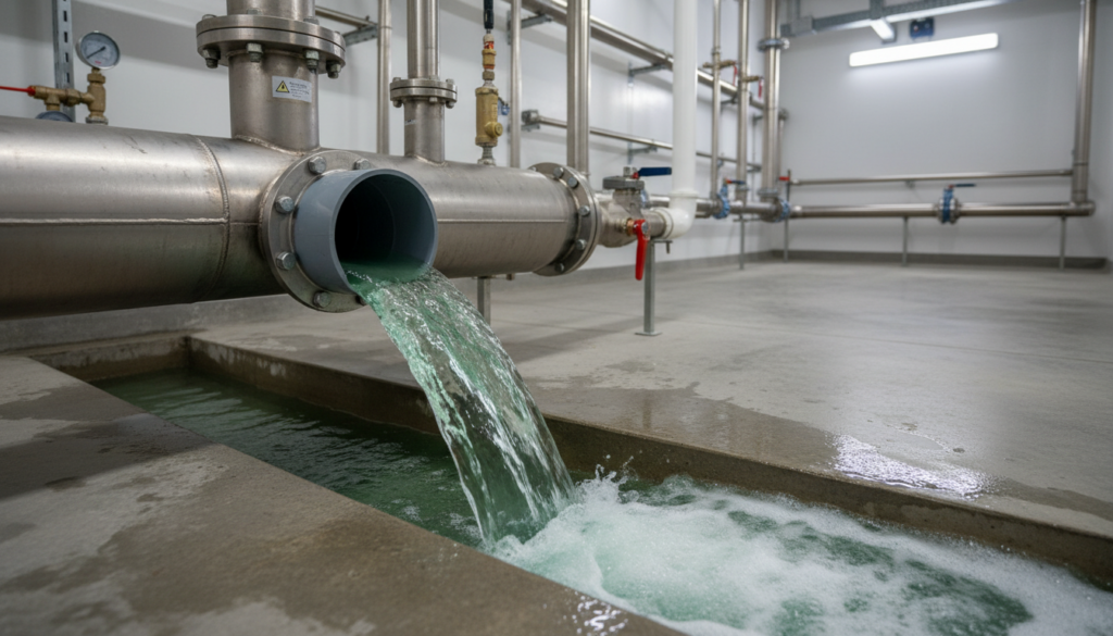 Cooling tower blowdown drain pipe