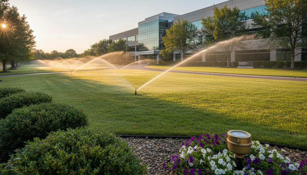 Commercial irrigation system with dedicated water meter