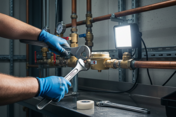 Water submeter installation on copper pipe